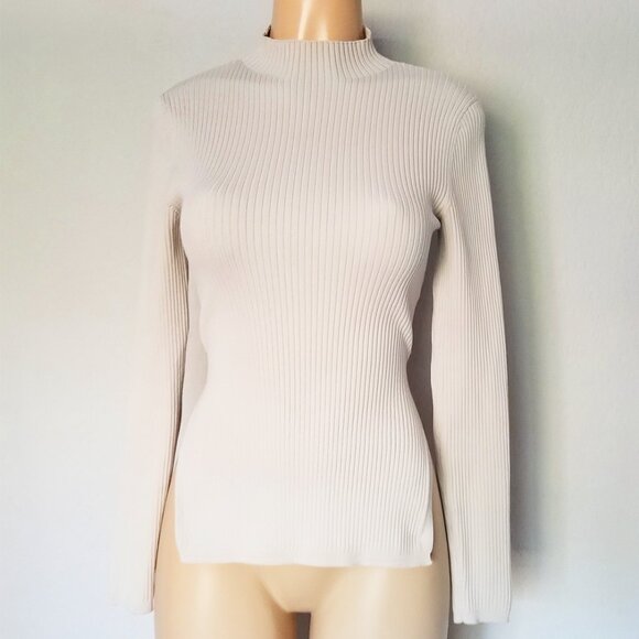 Aritzia Babaton Sculpt Knit Tie Back Sweater Long Sleeves Rib Mock Neck S $98 - Picture 6 of 16